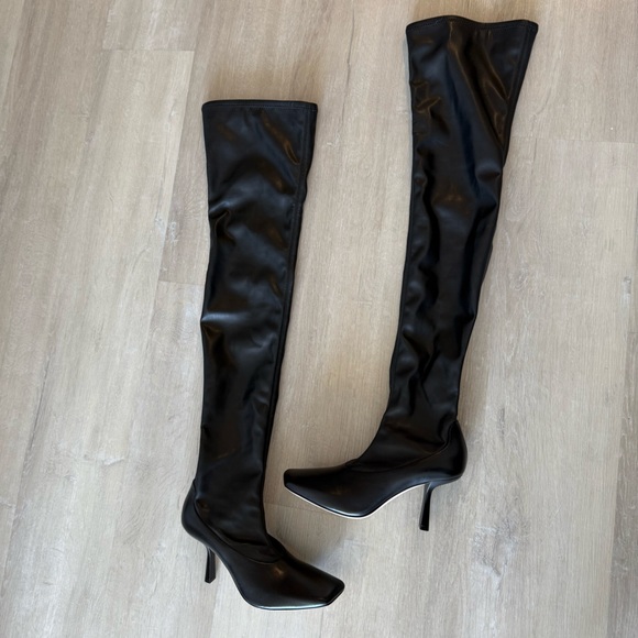 New Jimmy Choo Mire Square-Toe Thigh-High Leather Boots 38.5 $1,695 - Picture 9 of 15